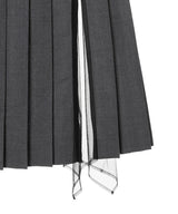 Wool & Tulle Combined Pleated Skirt-FETICO-Forget-me-nots Online Store