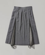 Wool & Tulle Combined Pleated Skirt-FETICO-Forget-me-nots Online Store