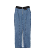 Organic Cotton Denim Long Skirt-FETICO-Forget-me-nots Online Store
