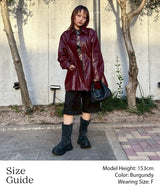 Fake Leather Jacket-Forget-me-nots-Forget-me-nots Online Store