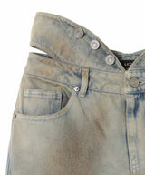 Cut-Out Waist Washed Denim-LCDC TM-Forget-me-nots Online Store