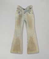 Cut-Out Waist Washed Denim-LCDC TM-Forget-me-nots Online Store