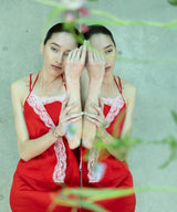 【Coming Soon】Satin Lace Onepiece-Forget-me-nots-Forget-me-nots Online Store