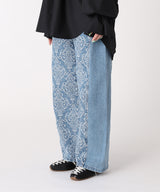 Damask-Jacquard Denim Curve-Fit High-Rise Jeans-FETICO-Forget-me-nots Online Store