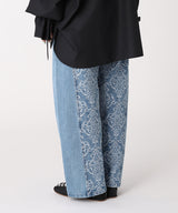 Damask-Jacquard Denim Curve-Fit High-Rise Jeans-FETICO-Forget-me-nots Online Store
