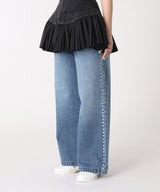 【Coming Soon】Wide Straight Denim Pants With Studs-Forget-me-nots-Forget-me-nots Online Store