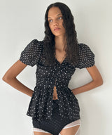 Puff Sleeve Gathered Blouse-FETICO-Forget-me-nots Online Store