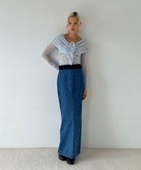Organic Cotton Denim Long Skirt-FETICO-Forget-me-nots Online Store