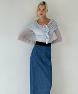 Organic Cotton Denim Long Skirt-FETICO-Forget-me-nots Online Store