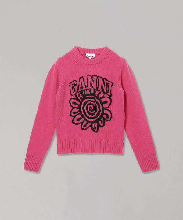 Graphic O-Neck Pullover Flower-GANNI-Forget-me-nots Online Store