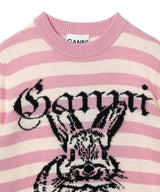 Striped Graphic Wool Mix Bunny Crewneck-GANNI-Forget-me-nots Online Store