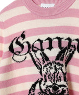 Striped Graphic Wool Mix Bunny Crewneck-GANNI-Forget-me-nots Online Store
