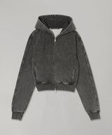 1710 Snow Washed Cropped Zip-Front Hoodie-LCDC TM-Forget-me-nots Online Store