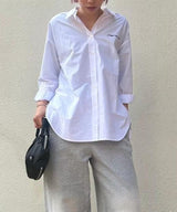 Side Slit Over Size Shirts-Forget-me-nots-Forget-me-nots Online Store