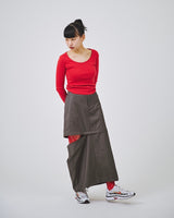 Detachable Pin Stripe Skirt-Forget-me-nots-Forget-me-nots Online Store