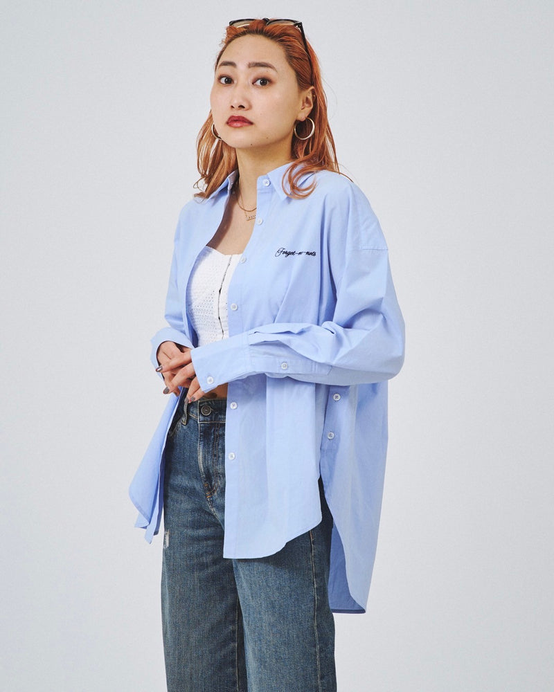 Side Slit Over Size Shirts-Forget-me-nots-Forget-me-nots Online Store