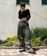 Leopard Damaged Denim-Forget-me-nots-Forget-me-nots Online Store