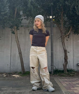 Destressed Wide-Leg Denim-LCDC TM-Forget-me-nots Online Store