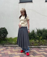 Grey Pleated Midi Skirt-Feng Chen Wang-Forget-me-nots Online Store