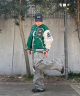 Leopard Damaged Denim-Forget-me-nots-Forget-me-nots Online Store