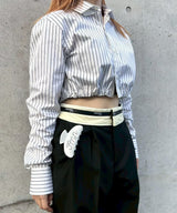 Cropped Tie Back Shirt-HOMME girls-Forget-me-nots Online Store