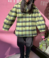 Brushed Wool Check Midi Coat-GANNI-Forget-me-nots Online Store