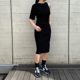 Long Asymetrical Rib Knit Dress-courrèges-Forget-me-nots Online Store