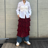 Printed Light Georgette Layer Skirt-GANNI-Forget-me-nots Online Store