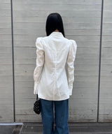 Puff-Sleeved Cotton Satin Shirt-FETICO-Forget-me-nots Online Store