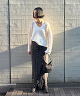 V Neck Over Size Knit-Forget-me-nots-Forget-me-nots Online Store