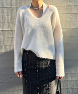 V Neck Over Size Knit-Forget-me-nots-Forget-me-nots Online Store