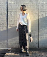 V Neck Over Size Knit-Forget-me-nots-Forget-me-nots Online Store