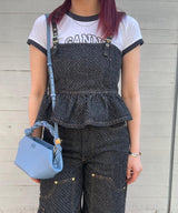 Fluffy Denim Strap Top-GANNI-Forget-me-nots Online Store