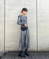 Printed Satin Ruched Midi Dress-GANNI-Forget-me-nots Online Store