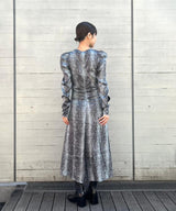 Printed Satin Ruched Midi Dress-GANNI-Forget-me-nots Online Store