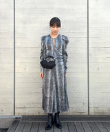 Printed Satin Ruched Midi Dress-GANNI-Forget-me-nots Online Store