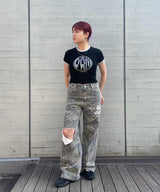 Leopard Damaged Denim-Forget-me-nots-Forget-me-nots Online Store