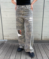 Leopard Damaged Denim-Forget-me-nots-Forget-me-nots Online Store