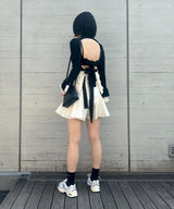 Back Open Smocking Contrast Top-rokh-Forget-me-nots Online Store