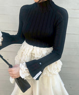 Back Open Smocking Contrast Top-rokh-Forget-me-nots Online Store