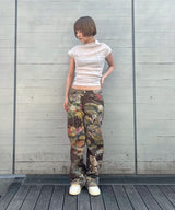 Pinstripe Printed Denim Trousers-CONSTANÇA ENTRUDO-Forget-me-nots Online Store