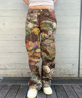 Pinstripe Printed Denim Trousers-CONSTANÇA ENTRUDO-Forget-me-nots Online Store