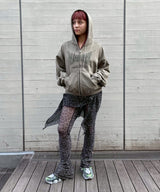 Printed Hoodie Brown-AVAVAV-Forget-me-nots Online Store