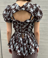 Puff Sleeve Gathered Blouse-FETICO-Forget-me-nots Online Store