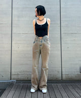 Cut-Out Waist Washed Denim-LCDC TM-Forget-me-nots Online Store