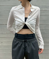 Twist Pique Crop Polo-courrèges-Forget-me-nots Online Store