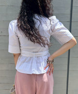 Washed Stretch Cotton Tie Strap Blouse-GANNI-Forget-me-nots Online Store