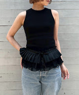 Buttoned Sleeveless Top-rokh-Forget-me-nots Online Store