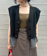 Lambs-Wool Layered Knit Vest-PERVERZE-Forget-me-nots Online Store
