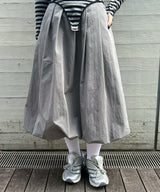 Baloon Pleats Belted Skirt-Forget-me-nots-Forget-me-nots Online Store